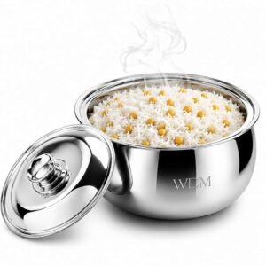 WDM 2500 ML Stainless Steel Casserole with Lid | Insulated Serving Bowl for Rice, Roti & Curry | Mirror Finish Hot Pot
